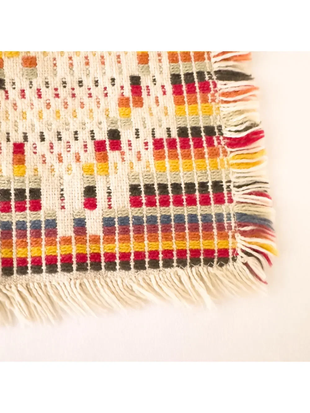 Vintage Woven Multicolor Geometric‎ Diamond Placemat with Fringe